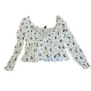 American Eagle White Floral Blouse 🤍